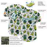 Custom White Midnight Green 3D Pattern Design Cartoon Alien Authentic Baseball Jersey