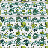 Custom White Midnight Green 3D Pattern Design Cartoon Alien Authentic Baseball Jersey