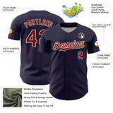 Custom Navy Crimson-Cream Curve Lines Authentic Baseball Jersey