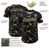 Custom Black Cream 3D Pattern Design Abstract Network Authentic Baseball Jersey