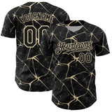 Custom Black Cream 3D Pattern Design Abstract Network Authentic Baseball Jersey
