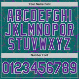 Custom Teal Purple-White 3D Pattern Design Abstract Network Authentic Baseball Jersey