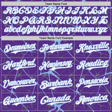 Custom Purple White-Light Blue 3D Pattern Design Abstract Network Authentic Baseball Jersey