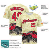 Custom City Cream Red-Black 3D Pattern Concept Adventure Off Road Performance T-Shirt