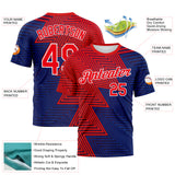 Custom Fire Red Blue-White 3D Pattern Zigzag Lineal Performance T-Shirt
