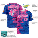 Custom Pink Sky Blue-Black 3D Pattern Zigzag Lineal Performance T-Shirt