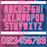 Custom Pink Sky Blue-Black 3D Pattern Zigzag Lineal Performance T-Shirt