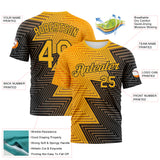 Custom Gold-Black 3D Pattern Zigzag Lineal Performance T-Shirt
