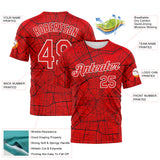 Custom Fire Red-White 3D Pattern City Street Map Urban Grid Performance T-Shirt
