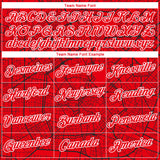 Custom Fire Red-White 3D Pattern City Street Map Urban Grid Performance T-Shirt