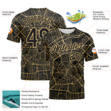 Custom Black-City Cream 3D Pattern City Street Map Urban Grid Performance T-Shirt