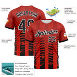 Custom Red Black-White 3D Pattern Abstract Geometric Dynamic Stripe Performance T-Shirt