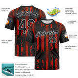 Custom Red Black-Gray 3D Pattern Vintage Vertical Stripe Fantasy Performance T-Shirt