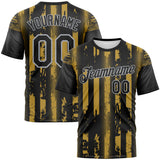 Custom Old Gold Black-Gray 3D Pattern Vintage Vertical Stripe Fantasy Performance T-Shirt