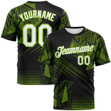 Custom Neon Green White-Black 3D Pattern Abstract Geometric Shattered Angular Performance T-Shirt