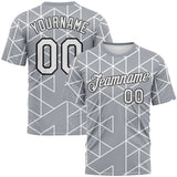 Custom Gray White-Black 3D Pattern Geometric Triangle Grid Minimalist Sytle Performance T-Shirt