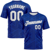 Custom Royal White Thunder Blue-Gray 3D Pattern Geometric Triangle Grid Minimalist Sytle Performance T-Shirt