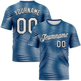 Custom Panther Blue White-Black 3D Pattern Motion Stripe Morden Wave Performance T-Shirt