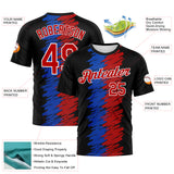 Custom Black Red Thunder Blue-White 3D Pattern Brush Stroke Graffiti Grunge Style Performance T-Shirt