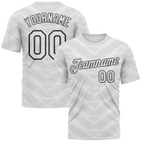 Custom White-Black 3D Pattern Geometric Chevron Texture Performance T-Shirt