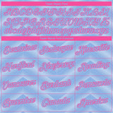 Custom Light Blue-Pink 3D Pattern Geometric Chevron Texture Performance T-Shirt