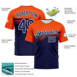 Custom Orange Navy-White 3D Pattern Varsity Style Retro Stripe Performance T-Shirt