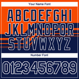 Custom Orange Navy-White 3D Pattern Varsity Style Retro Stripe Performance T-Shirt