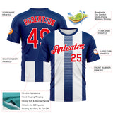 Custom US Navy Blue Fire Red-White 3D Pattern Vertical Stripe Vintage Style Performance T-Shirt