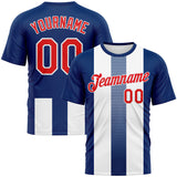 Custom US Navy Blue Fire Red-White 3D Pattern Vertical Stripe Vintage Style Performance T-Shirt
