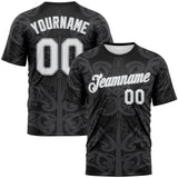 Custom Black White-Gray 3D Pattern Maori Tribal Tattoo Performance T-Shirt