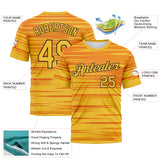 Custom Bay Orange Gold-Black 3D Pattern Dynamic Lineal Stripe Gradient Performance T-Shirt