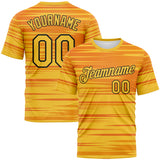 Custom Bay Orange Gold-Black 3D Pattern Dynamic Lineal Stripe Gradient Performance T-Shirt
