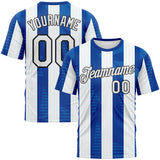 Custom Blue White-Black 3D Pattern Vertical Stripe Vintage Style Performance T-Shirt