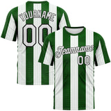 Custom Grass Green White-Black 3D Pattern Vertical Stripe Vintage Style Performance T-Shirt