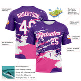 Custom Purple White-Pink 3D Pattern Splash Performance T-Shirt