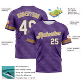 Custom Purple White-Old Gold 3D Pattern Phantom Subtle Grid Performance T-Shirt