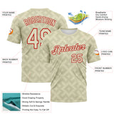 Custom City Cream-Red 3D Pattern Geometric Diamond Subtle Grid Performance T-Shirt