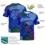 Custom Thunder Blue-White 3D Pattern Paint Splash Basketball Graffiti Style Performance T-Shirt