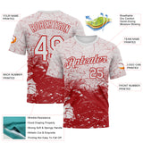 Custom White-Red 3D Pattern Cracked Ink Grunge Jazz Style Performance T-Shirt
