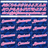 Custom Royal Pink Navy Thunder Blue-White 3D Pattern Tribal Ethnic Design Performance T-Shirt