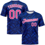 Custom Royal Pink Navy Thunder Blue-White 3D Pattern Tribal Ethnic Design Performance T-Shirt