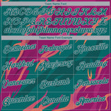 Custom Teal Deep Pink-Gray 3D Pattern Flame Abstract Style Performance T-Shirt