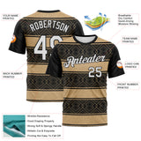 Custom Black White-City Cream 3D Pattern Tribal Geometric Horizontal Stripe Performance T-Shirt