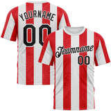 Custom Red Black-White 3D Pattern Vertical Stripe Classic Performance T-Shirt