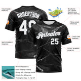 Custom Black White-Gray 3D Pattern Marble Texture Performance T-Shirt