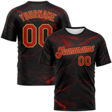 Custom Black Red-Old Gold 3D Pattern Marble Texture Performance T-Shirt