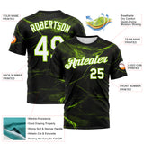 Custom Black White-Neon Green 3D Pattern Marble Texture Performance T-Shirt