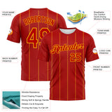 Custom Red-Yellow 3D Pattern Zigzag Vertical Stripe Classic Performance T-Shirt