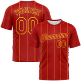 Custom Red-Yellow 3D Pattern Zigzag Vertical Stripe Classic Performance T-Shirt