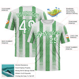Custom White-Grass Green 3D Pattern Vertical Stripe Grunge Texture Classic Performance T-Shirt